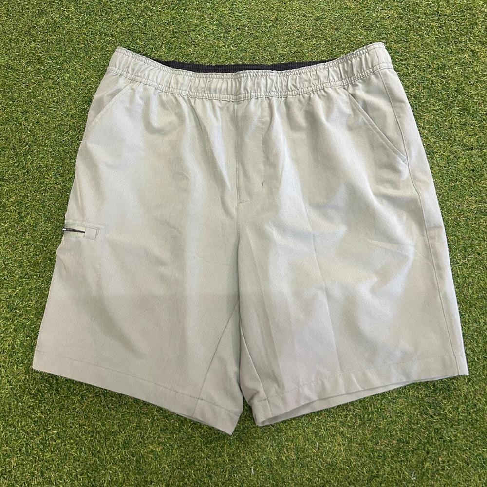 Gerry Mens Active Hiking Shorts Sage Green Elastic Waist Zipper Pockets Size L